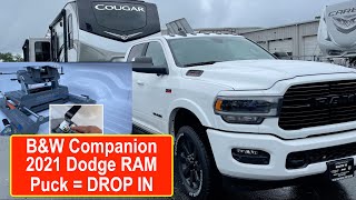 Installation of the BampW Companion Slider 5th wheel Hitch on 2021 RAM 2500 PUCK System Drop In [upl. by Namyl]