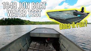 Does it float 1648 Jon Boat Build WATER TEST  Mercury 25hp Two Stroke [upl. by Nivri]