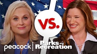 Leslie Knope vs Jennifer Barkley  Parks and Recreation [upl. by Ahsiloc696]