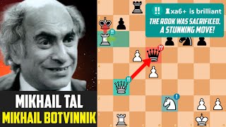 Mikhail Tal is GENIUS – 2 Brilliant Move in a game against Mikhail Botvinnik  WC 1960 Stockfish [upl. by Dulcie281]