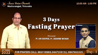 3 Days Fasting Prayer  Jesus Voice Church  Pr Aravind Mohan Pr Ani George [upl. by Norod]