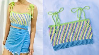 MOONBOW CROCHET CROP TOP TUTORIAL  for all sizes [upl. by Denna]