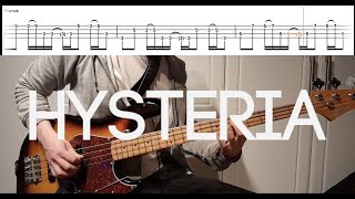 Muse  Hysteria  Bass Cover With TABS [upl. by Collete]