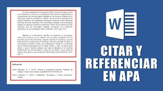 Como Citar Y Referenciar de Forma Automática en Word  Normas APA [upl. by Ginelle451]