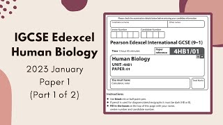 2023 January Paper 1 IGCSE Human Biology 4HB1  Part 1 of 2 Q1Q4 [upl. by Auoy803]