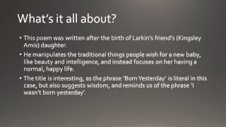 Born Yesterday by Philip Larkin GCSE analysis [upl. by Amre675]