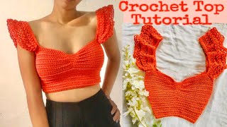 EASY CROCHET TOP TUTORIAL  Marmalade Top  for all sizes [upl. by Ecnerewal]