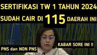 SERTIFIKASI TRIWULAN 1 TAHUN 2024 SUDAH CAIR DI 115 DAERAH INI TPG TW 1 2024 [upl. by Aloke]