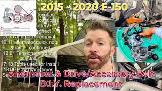 Ford F150 Alternator amp water pump belt install DIY alternator guide install for your vehicle 2015 [upl. by Danete]