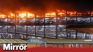 Luton Airport closed as fire tears through car park [upl. by Eirret496]