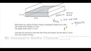 058043MJ20 IGCSE Paper 43 Q6b Volume of Prisms Water Flow [upl. by Annohsat]