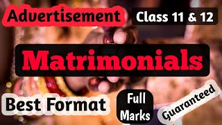 Matrimonials advertisement for class 11 end 12  Concept with solved example [upl. by Filiano]