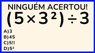 🔥5 QUESTÕES DE MATEMÁTICA PARA DESTRAVAR SEU CÉREBRO🧠 NÍVEL 1 [upl. by Yrrehc]