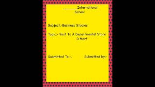 Class 11 Business Studies Project on Visit To a Departmental Store D Mart [upl. by Betthel28]