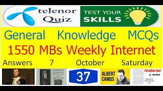 7 October 2023 Telenor Questions and Answers  My Telenor Questions Today  General Knowledge MCQs [upl. by Dirgis54]