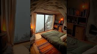 Healing Ambiance Sleep Aid Cave Cozy Cabin Burning Fireplace Blizzard Snowfall [upl. by Eaton]