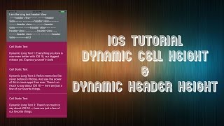 iOS Swift Tableview Dynamic Cell Height amp Dynamic Header Height Xcode 8 [upl. by Lebezej]