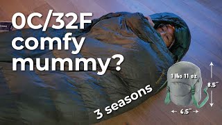 Thermarest Questar 0C32F mummy ultralight backpacking sleeping bag features overview  review [upl. by Lleda]