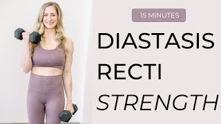 Diastasis Recti Strength Workout  full body with dumbbells  safe for diastasis recti Csection [upl. by Annoj345]