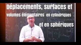 Déplacements surfaces et volumes élémentaires en cylindriques et sphériques [upl. by Jaqitsch]