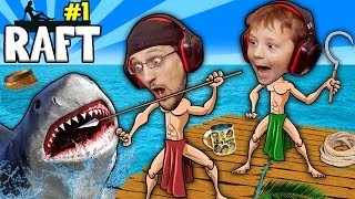 SHARK SONG on RAFT Survival Game w Baby Shawn in Danger 1st Night Minecraft FGTEEV GameplaySkit [upl. by Mendoza]