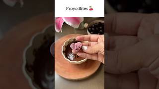 Frozen Yogurt Bites coated in dark chocolate healthysnack recipe dessertrecipe recipeoftheday [upl. by Ailis886]