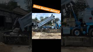 Delivery of Welsh Boulders construction man rocks lorry trucker pond boulders [upl. by Tterraj]