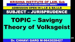 JURISPRUDENCE1 SAVIGNY THEORY OF VOLKSGEIST [upl. by Ennoval53]