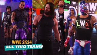 WWE 2K24 Every Trio Team Entrance and New Animations wwe2k24 wrestlemania40 wrestlemania [upl. by Fahy]