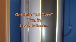 EZ Tan Ergoline Sunrise 480 Stand Up Tanning Booth Voiced Demo Video [upl. by Helfant]