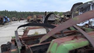 chernobyl 2012 II the radioactive cemetery of vehicles burjakivka Бурякiвка [upl. by Anstice]