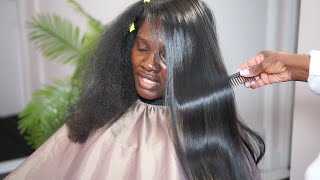 THE BEST HAIR WASHING🧼4B 4C Hair Care🫧Silk Press Full Process🫧8 Million Views🏆 [upl. by Deehsar]