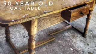 Restoring a 50 year old OAK Table Woodworking and Restoration [upl. by Ytineres]