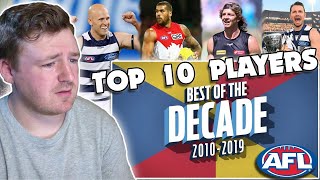 HOCKEY FAN REACTS AFL Top 10 Players of the Decade 20102019 [upl. by Sylera]