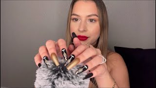 ASMR repeating my intro for 12mins  finger flutters long nail tapping mic scratching🌙 [upl. by Elcin]