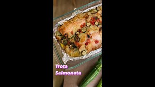 Trota salmonata al forno con patate e verdure miste 30 seconds recipe cooking with iPhone11 shorts [upl. by Walburga]