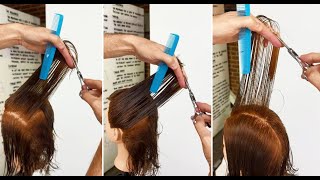 Long Bob Haircut Tutorial with Graduation amp Layers Curtain Bangs  Convex amp Concave Layering [upl. by Vories]