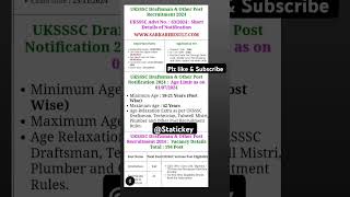 71draftsman uksssc Recruitment 2024 draftsman uksssc newvacancy shortsfeed [upl. by Sternlight146]