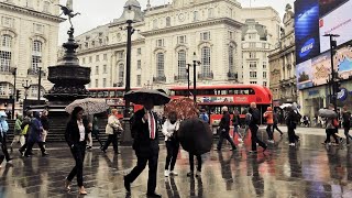 Walking Tour in London Rainy Day in Spring  2024 ☔️ [upl. by Vedis]