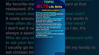 Favorite Meal at a Restaurant  IELTS Life Skills A1 2024 [upl. by Prichard195]