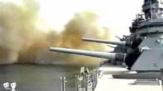 USS Wisconsin firing 16IN guns [upl. by Wilber200]