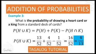 STATISTICS ADDITION OF PROBABILITIES  Tagalog Tutorial [upl. by Hakim]