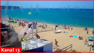 Moment of attack on Crimea with ATACAMS  People started running in panic on beach  video footages [upl. by Sasnak]