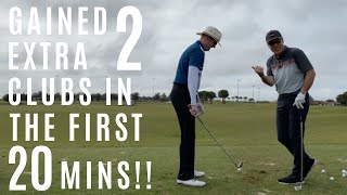 GAINS OF 20 EFFORTLESS YARDS IN FIRST 20 MINUTES of GOLF LESSONGOLF WRX [upl. by Pacificia]