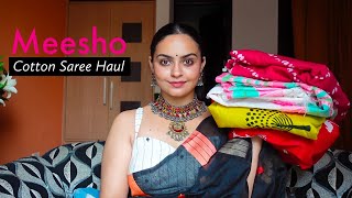 Affordable Meesho Cotton Sarees Haul [upl. by Tavie]