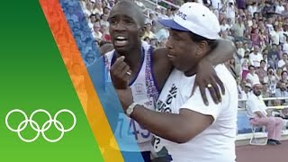 Derek Redmond at Barcelona 1992  Epic Olympic Moments [upl. by Limaa109]