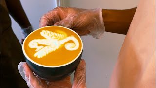 Latte art seahorse coffee barista [upl. by Robet293]