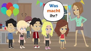 Deutsch lernen  Mia macht PARTY im Internat [upl. by Haymo]