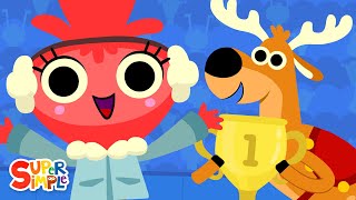 Were Going To The Reindeer Games  Kids Christmas With RhymingtonSquare  Super Simple Songs [upl. by Rik]