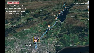 Loch Ness Marathon 2023 fly over the 42195 km race path [upl. by Wrennie]